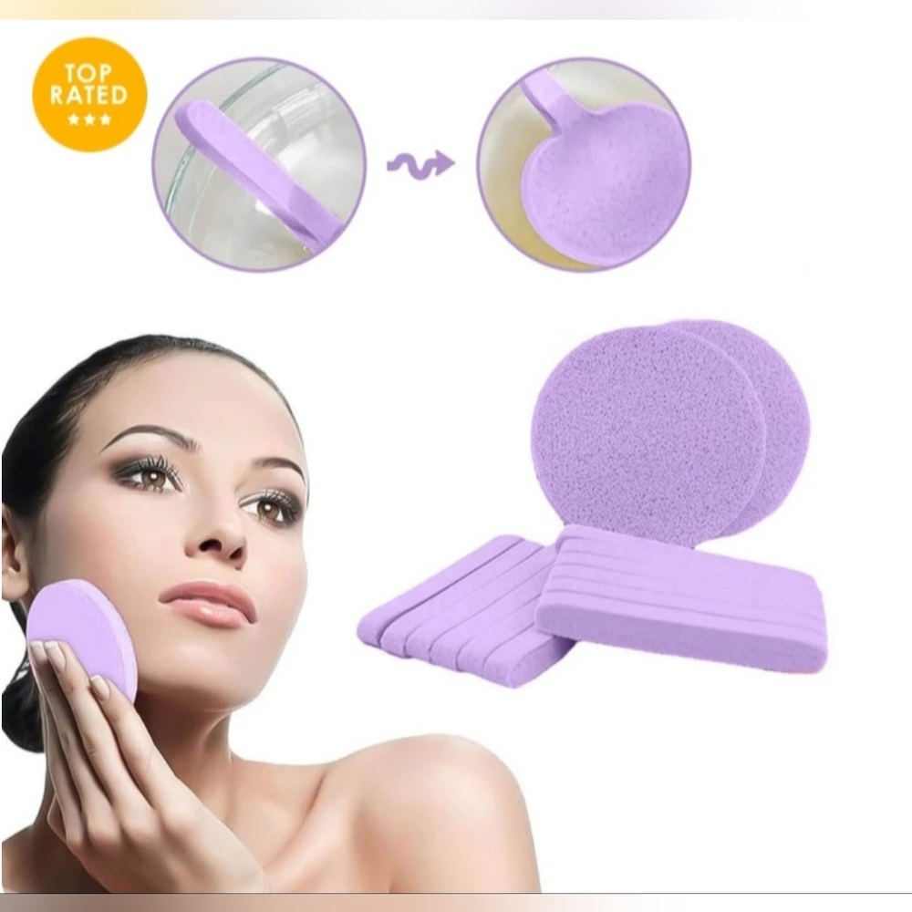🍎 New 12 Compressed Facial Cleansing Sponges Sticks Travel Friendly Skin Care